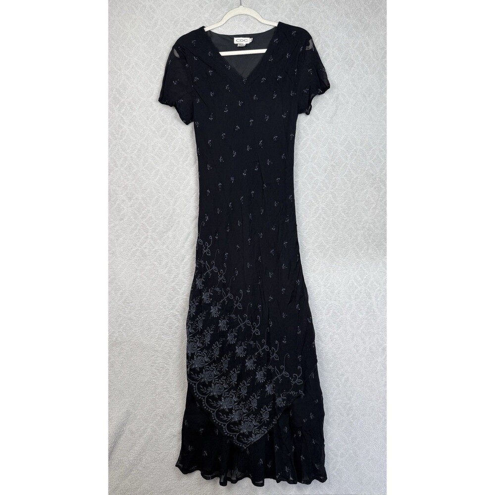 Y2K Maxi Dress 10 Large Bead Whimsygoth Fairygrunge Formal Dark Romantic Vtg 90s